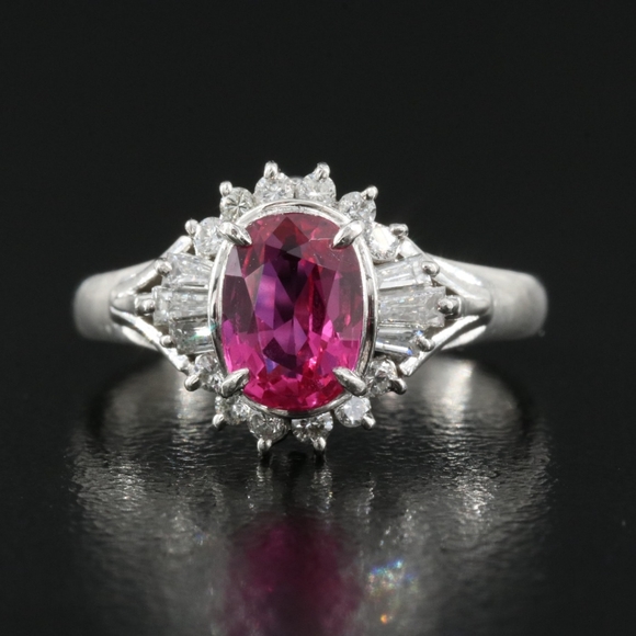 Platinum 1.11CT RUBY and Diamond Ring With GIA Report - Picture 1 of 9